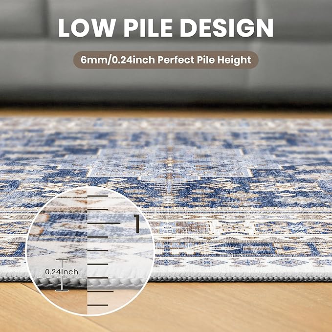 zesthome 8ft Round Rugs for Living Room, Non-Slip Washable Round Area Rugs - Image 7