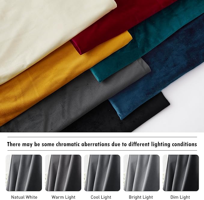 RYB HOME Grey Velvet Curtains 102 inches, Back Tab Soft Fabric Room Darkening - Image 7