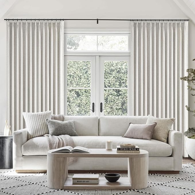 Topfinel Extral Wide Curtains, Pinch Pleated 100% Blackout Linen Luxury Drapery - Image 7