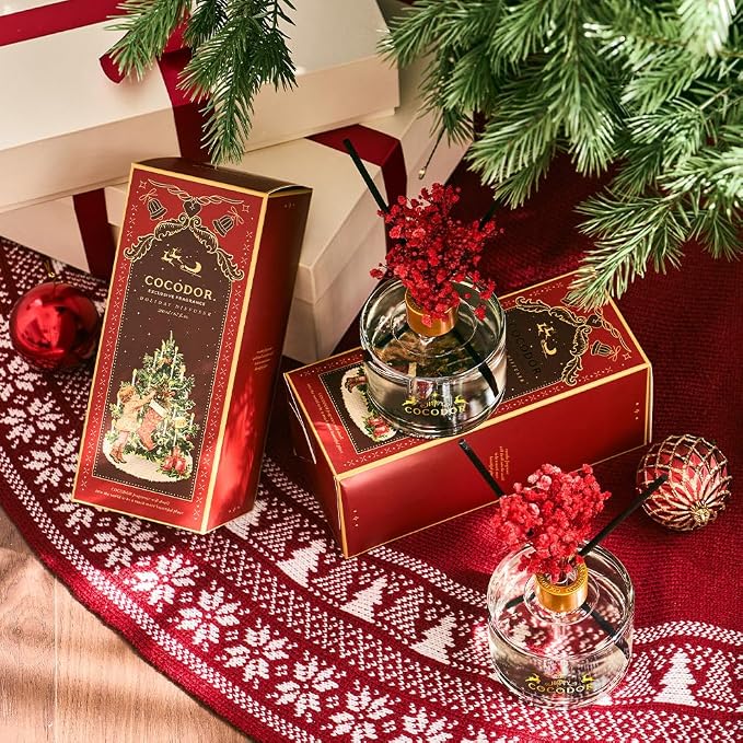 COCODOR Christmas Reed Diffuser Set / 6.7oz / Snow Fig/Holiday Scented Oil - Image 3