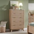 T4TREAM Fluted 5 Drawers Dresser, Curved Profile Design, Wood Drawer Organizer by T4TREAMFurniture