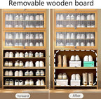 Bamboo Shoe Cabinet with Acrylic Door, 10-Tier Shoe Storage Rack, 40-45 Pairs - Image 5