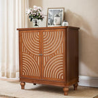 PHI VILLA Accent Cabinet with Door, Small Buffet Sideboard Cabinet with Rattan by PHIVILLAThepioneerofcomfortablehouseholdsupplies