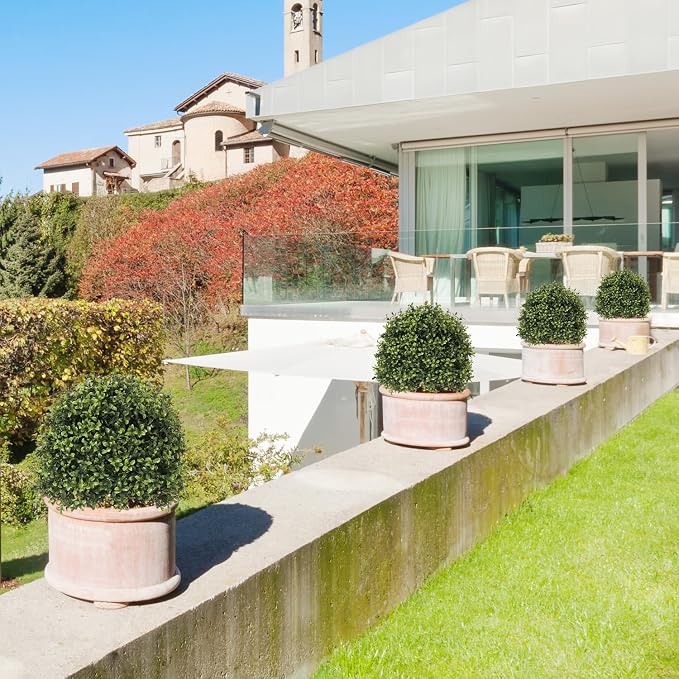 27“ Realistic Artificial Boxwood Topiary Trees Set of 2, Faux Plants Outdoor - Image 7