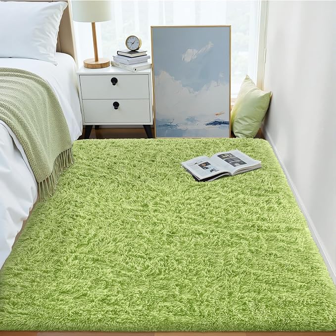 OLANLY 3x5 Machine Washable Small Bedside Rug, Soft Fluffy Shaggy Rugs - Image 5