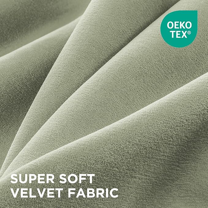 Joydeco Sage Green Velvet Curtains 90 Inches 2 Panels, Luxury Thermal Insulated - Image 2