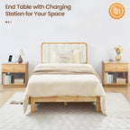 Narrow Nightstand Set of 2, Wooden Small 2 Drawer Nightstand, Slim Side End - Image 4