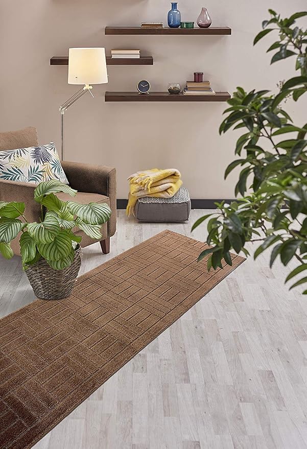 12 ft Long Brown Hallway Kitchen Runner Rug Non-Slip Washable, Custom Size - Image 5