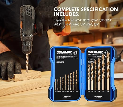 Cobalt Drill Bit Set, Stainless Steel, Cast Iron, Wood and Plastic, - Image 6