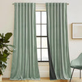 RYB HOME Mint Green Velvet Curtains 102 inches Long, Room Darkening, by RYBHOME