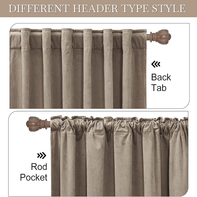 RYB Home Bedroom Curtains Heavy Velvet, Room Darkening Privacy Window Curtains - Image 4