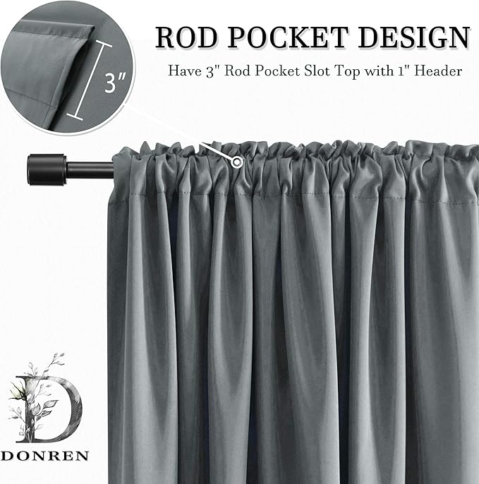 DONREN Medium Grey Blackout Curtains - Image 4