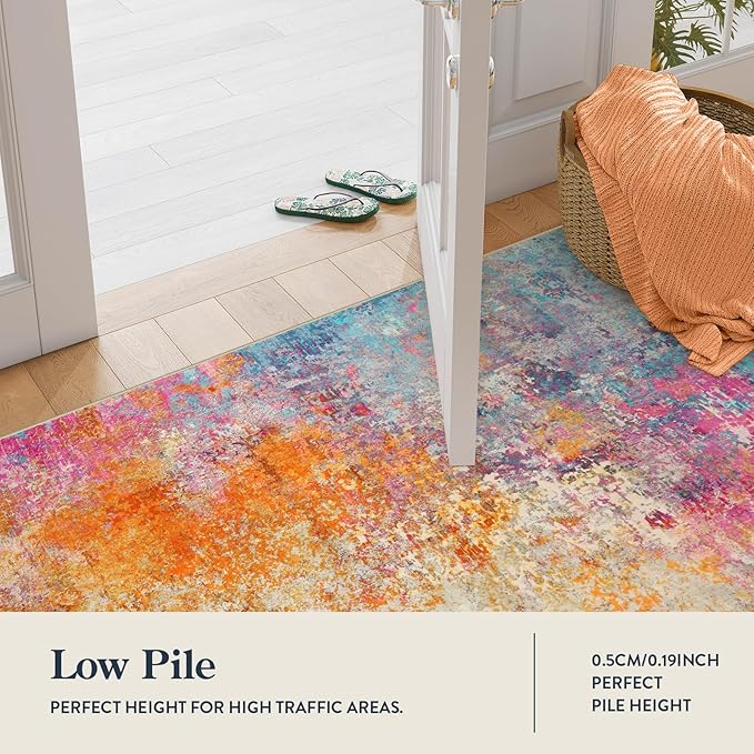 Lahome Modern Abstract Washable Living Room Rug, Colorful 8x10 Area Rugs - Image 4