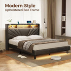 Rolanstar Full Size Bed Frame, Storage Headboard - Image 3