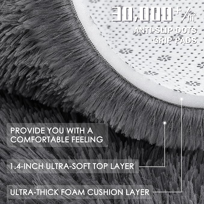 OLANLY Grey Round Rugs for Bedroom - Image 6