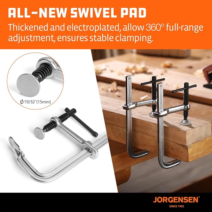 Jorgensen Bar Clamps, 6-Inch Heavy-duty Drop Forged Steel Bar Clamps - Image 3