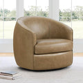CHITA Genuine Leather Swivel Barrel Chair, Modern Comfy FSC Certified by CHITALIVING