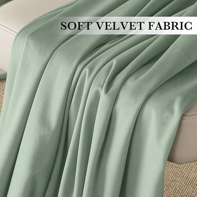 RYB HOME Mint Green Velvet Curtains 102 inches Long, Room Darkening, - Image 4