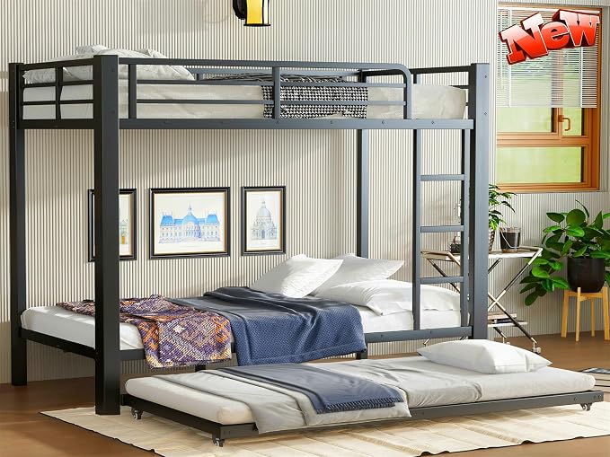 LUXIEE Upgraded & Stronger Heavy Duty Steel Twin XL Over Twin XL Bunk Bed Frame by Unknown