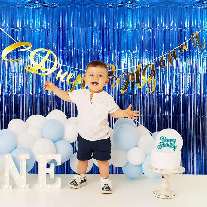 GOER 3.2 ft x 9.8 ft Metallic Tinsel Foil Fringe Curtains Party Photo Backdrop - Image 4