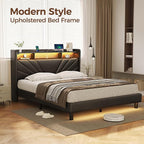 Rolanstar Queen Size Bed Frame, Storage Headboard - Image 3