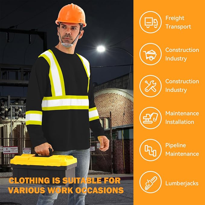 Hi Vis Safety Long Sleeve Shirts，High Visibility Class 3 T Shirts - Image 5