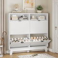 Shoe Cabinet with 4 Flip Drawers, Hidden Slim Wooden Shoe Rack Cabinet by Xixini