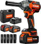 950N.m/700Ft-lbs Cordless Impact Wrench 1/2", 2 * 4.0Ah Battery Brushless by OlmlmoDirect