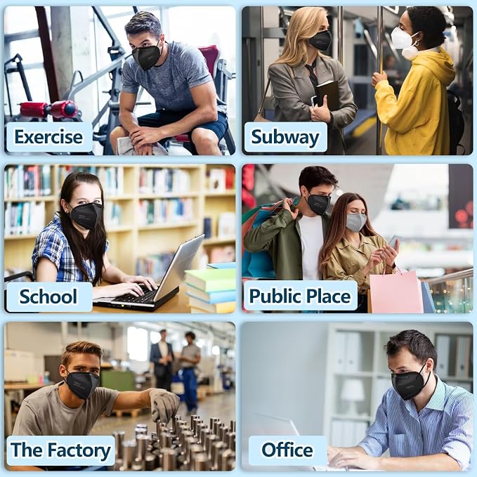 50PCS KN95 Face Masks Black 5 Layer Cup Dust Safety Filter Efficiency≥95% - Image 8