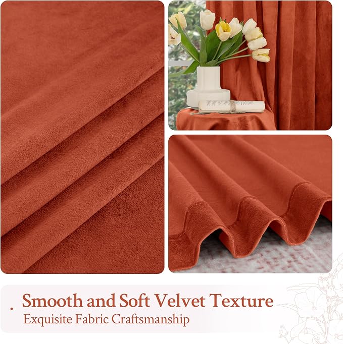 LAMIT Velvet Curtains 102 Inch for Living Room, Terracotta Thermal Room - Image 7