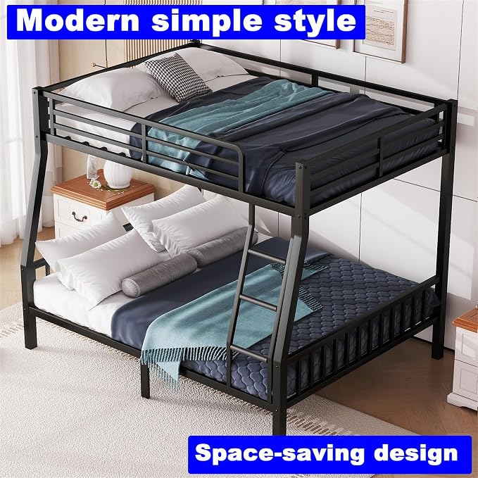 Upgraded Version Thicken Metal Heavy-Duty Full Over Queen Bunk Bed, Best Modern - Image 3