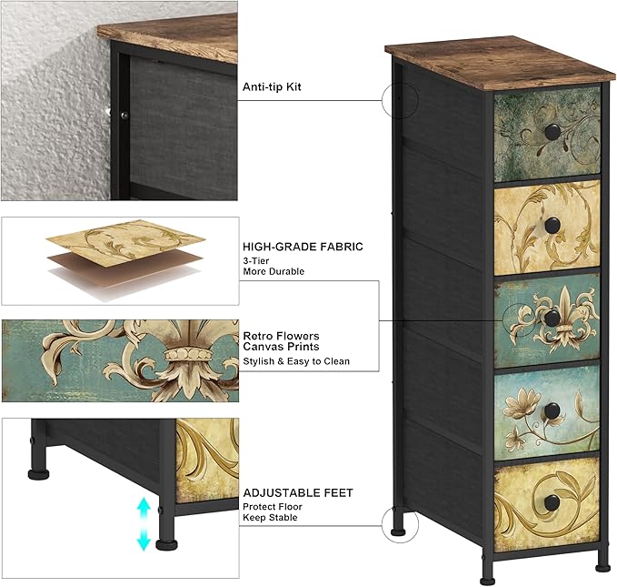 Tohomeor Narrow Storage Dresser Slim Dresser - Image 5
