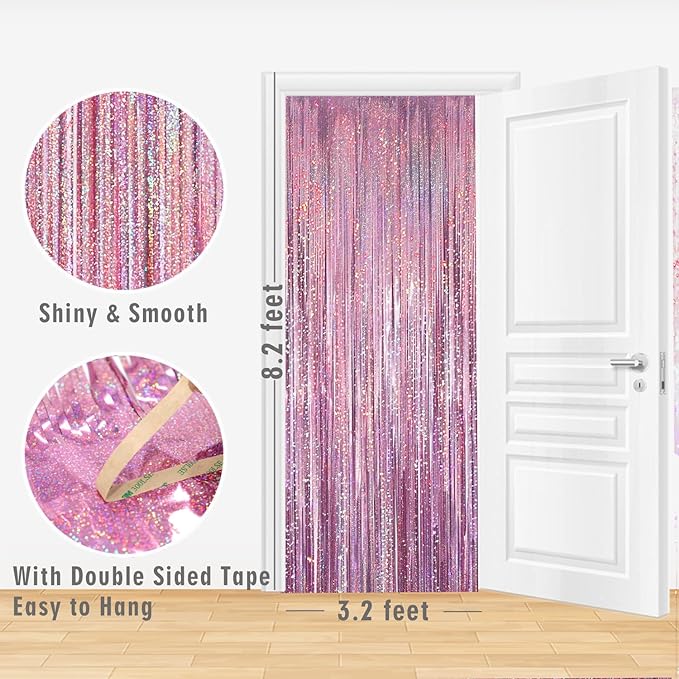 GOER 3.2 ft x 8.2 ft Metallic Tinsel Foil Fringe Curtains Party Photo Backdrop - Image 6