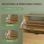 Shoe Cabinet with 3 Flip Drawers, Hidden Slim Wooden Shoe Rack Cabinet - Image 3