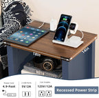 Joaxswe Night Stand with Charging Station and USB Port, 18 Inch Farmhouse - Image 6