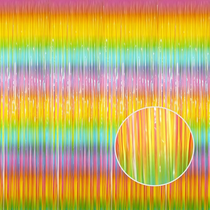 GOER 6.4 ft x 8.2 ft Metallic Tinsel Foil Fringe Curtains Party Photo Backdrop by GOER