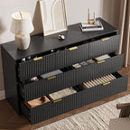 Black 7 Drawer Dresser for Bedroom, 55.9" Wide Modern Fluted Dresser - Image 4