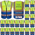 BeautyWill Custom Logo 10/20 Pack Safety Vest Class2 High Visibility Vest by BeautyWill