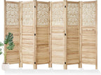 Svimi Folding Room Divider, 66.9 Inch 6 Panels Wood Carved Privacy Screens by Svimi