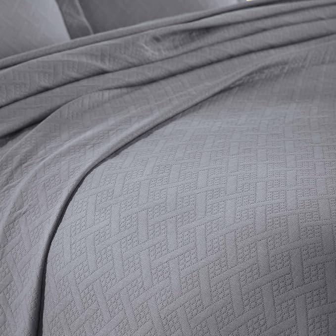 Superior 3 Piece Basketweave Cotton Bedspread Set, Home Bed Decor, Decorative - Image 3