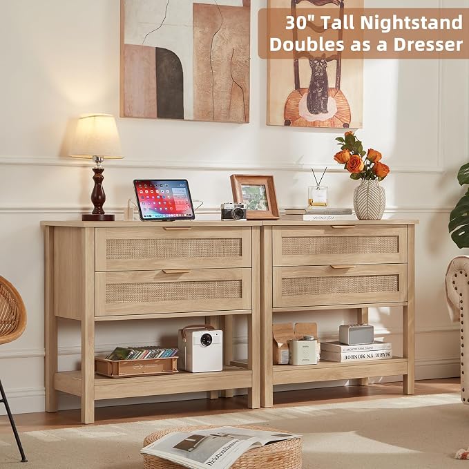 LEYAOYAO 31.5" Wide Rattan Night Stand Set 2 - Image 8