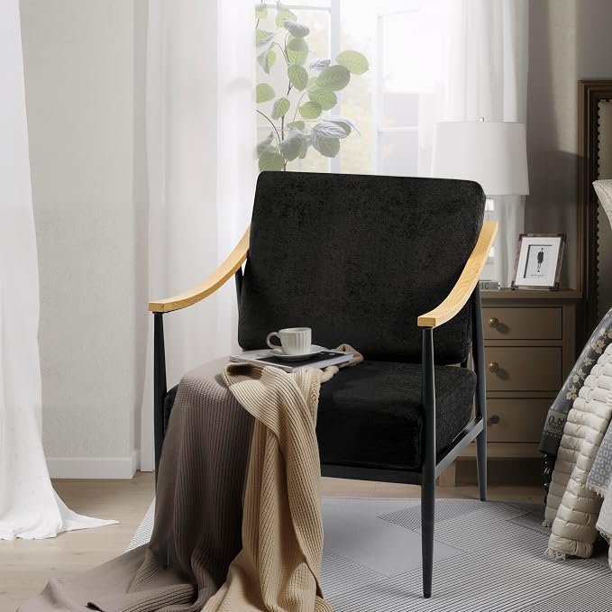 Modern Accent Chair for Living Room Bedroom Mid Century Arm Chair Upholstered - Image 6