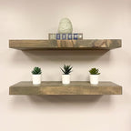 URBANDI, Rustic Floating Shelves, Hidden Bracket, Solid Wood, Heavy Duty - Image 5