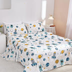 JSD Blue Astronaut Kids Sheet Set Full Size, 4 Piece Space Rocket Printed - Image 2