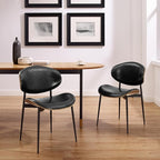 Art Leon Modern Faux Leather Dining Chairs, Mid Century Desk Chair No Wheels - Image 7