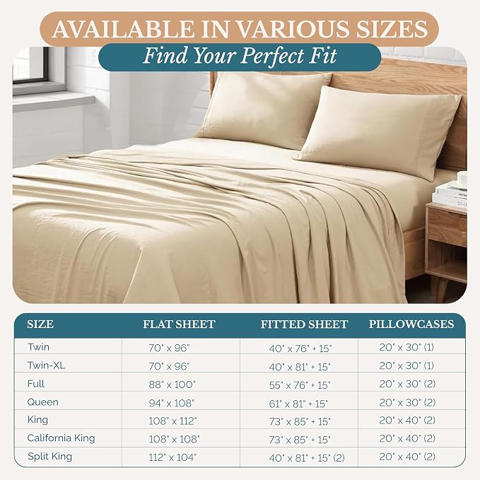 Casa Platino California King Sheets Pre-Washed Ultra Soft & Breathable Cooling - Image 6