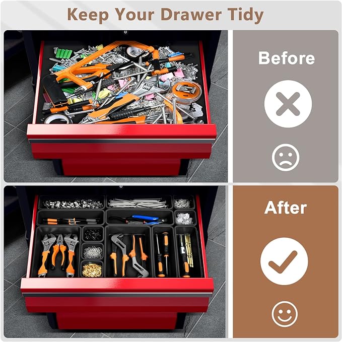 A-LuGei 【42PCS】【Black】 Tool Box Organizer Tray Divider Set, Desk Drawer - Image 3