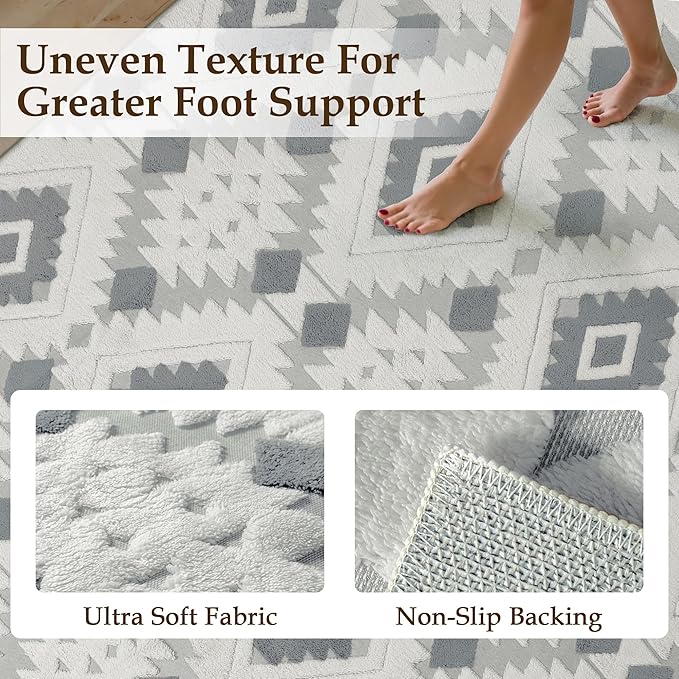 Ivory Grey 5x7 Area Rug Washable Living Room Moroccan Shag Carpet Non Slip Soft - Image 2