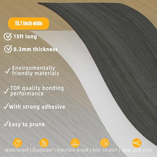 GSCIT Club Dark Walnut Wallpaper, 15.7 inch X 15ft Self Adhesive Wood Grain - Image 2