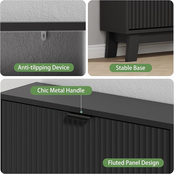 Shoe Cabinet with 6 Flip Drawers, Hidden Slim Wooden Shoe Rack Cabinet - Image 4